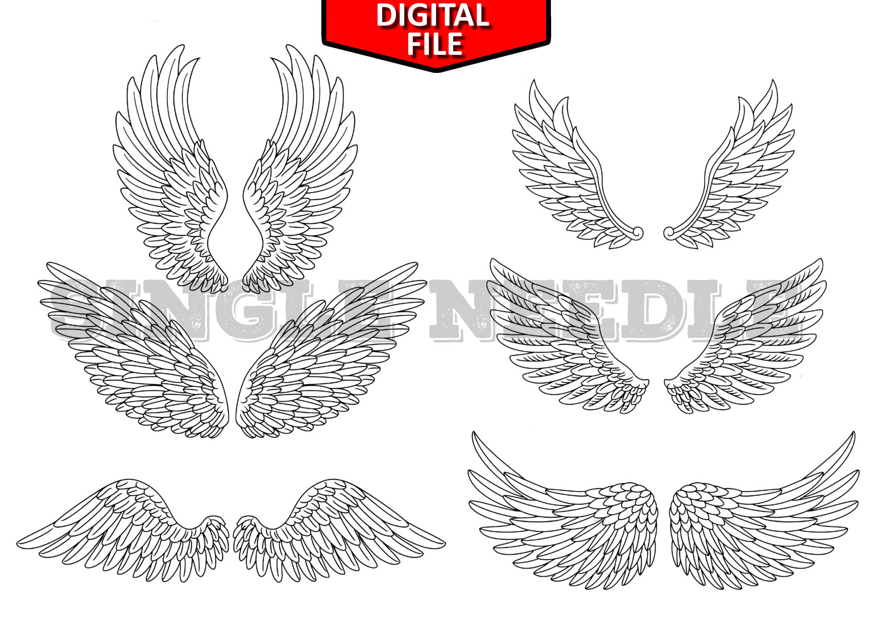 Angel Wings Themed Hand Poke Flash Sheet & Stencil