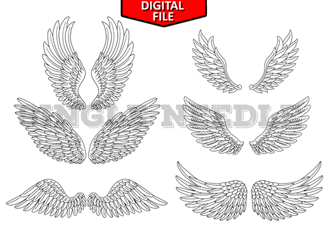 Angel Wings Themed Hand Poke Flash Sheet & Stencil