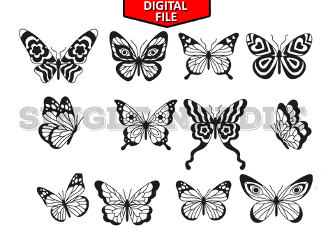 Butterfly 2 Themed Hand Poke Flash Sheet & Stencil