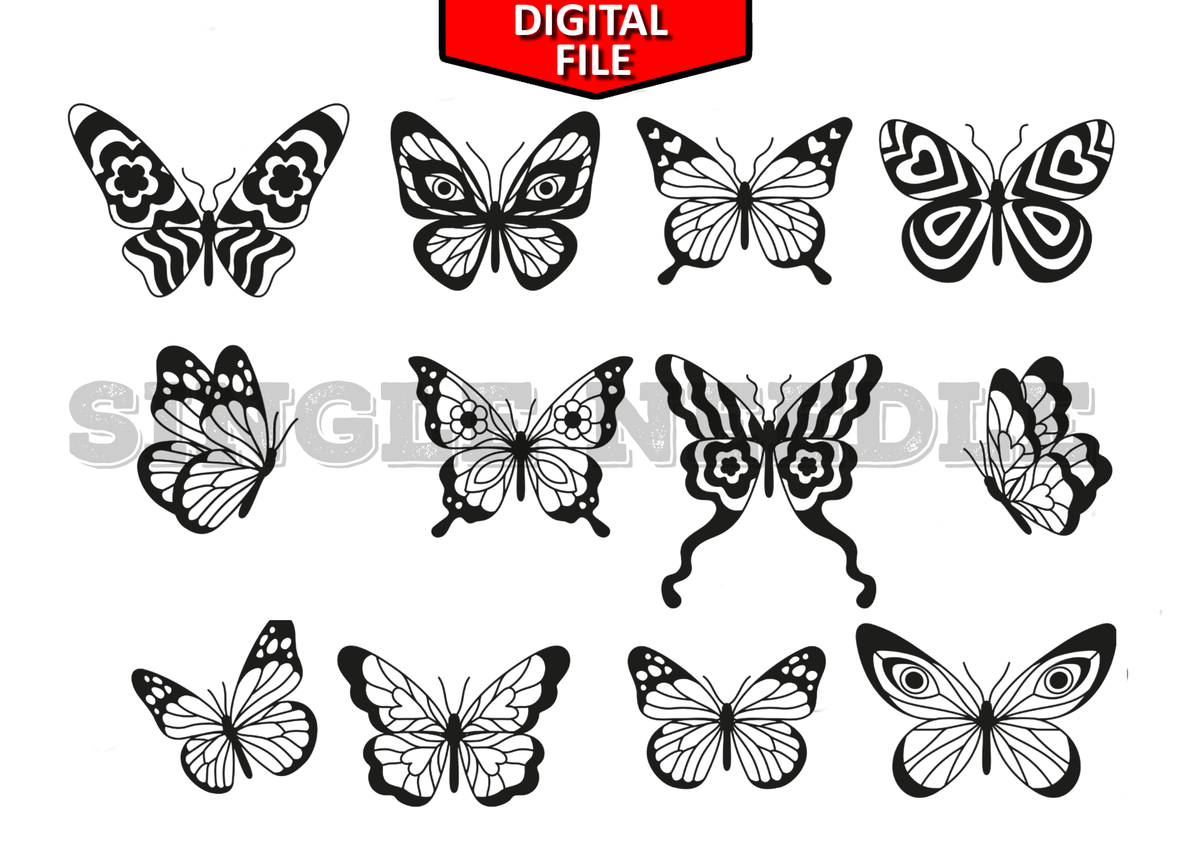 Butterfly 2 Themed Hand Poke Flash Sheet & Stencil